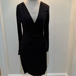 Max Studio Black Ruched Knot Body Con Midi Dress — Size M